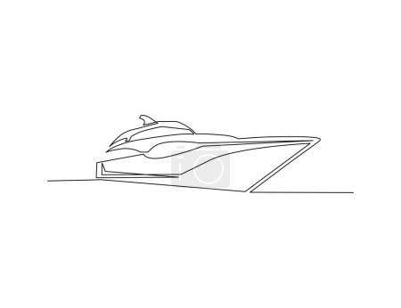 Illustration for Continuous one line drawing of Yacht. Boat line art drawing vector illustration. Luxury boat hand drawn. - Royalty Free Image