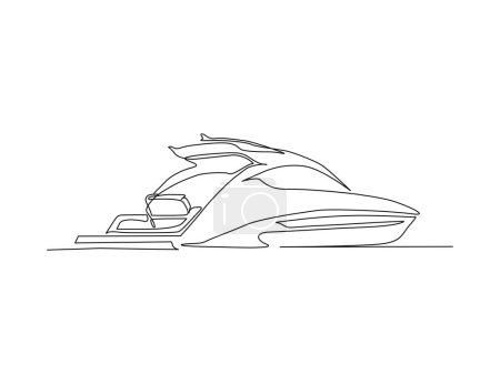 Illustration for Continuous single line drawing art of Luxury Yacht. Speed boat line art drawing vector illustration. - Royalty Free Image