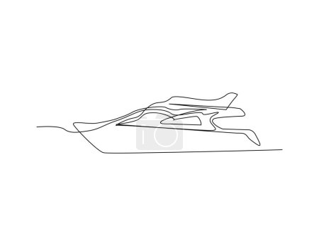 Illustration for Continuous single line drawing art of Speed boat.  Luxury Yacht line art drawing vector illustration. - Royalty Free Image