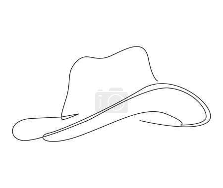 Continuous one line drawing of cowboy hat. Simple cowboy hat line art vector illustration.