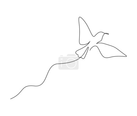 Illustration for Continuous one line drawing of flying bird. Minimalist bird outline design. Editable active stroke vector. - Royalty Free Image