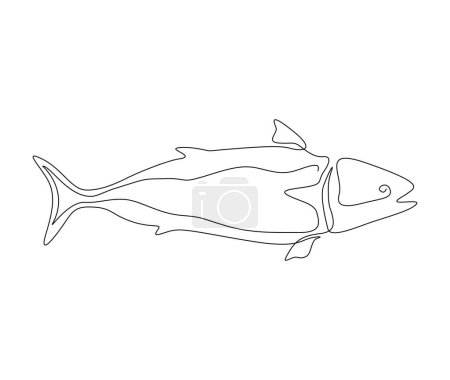 Illustration for Continuous one line drawing of scad fish. Simple ocean fish outline vector illustration for fishing, seafood, and restaurant concept. - Royalty Free Image