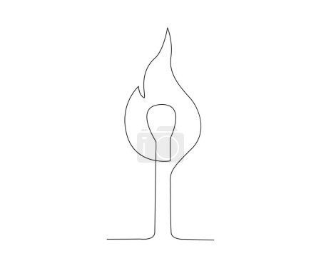 Dessin continu d'une ligne de match brûlant. illustration vectorielle d'art de ligne de bâton de allumette de combustion simple. Course modifiable.