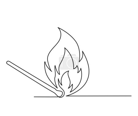 Téléchargez les illustrations : Dessin continu d'une ligne de match brûlant. illustration vectorielle d'art de ligne de bâton de allumette de combustion simple. Course modifiable. - en licence libre de droit