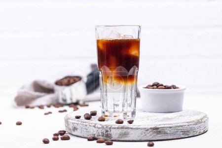 Espresso tonic with ice, trendy coffee drink