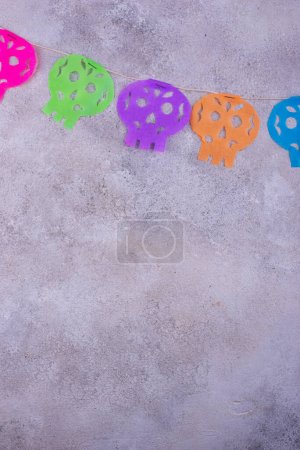 Photo for Papel picado. Mexican paper flag garland for Day of the death - Royalty Free Image