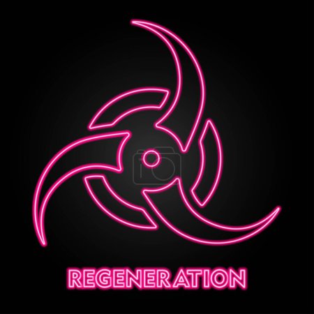 Illustration for Regeneration neon sign, modern glowing banner design, colorful modern design trends on black background. Vector illustration. - Royalty Free Image