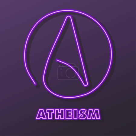 Atheismus-Leuchtreklame, modernes glühendes Banner-Design.