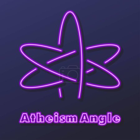 Atheism Angle neon sign, modern glowing banner design.