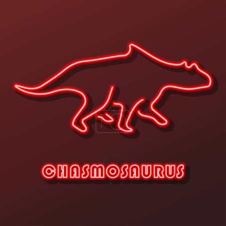 Illustration for Chasmosaurus neon sign, modern glowing banner design. - Royalty Free Image