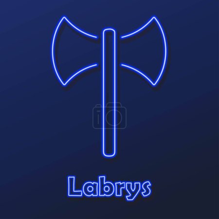 Illustration for Labrys neon sign, modern glowing banner design. - Royalty Free Image