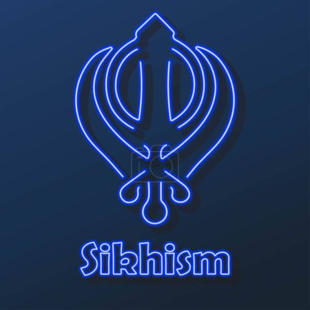 Ilustración de Signo de neón sikhismo, diseño moderno de banner brillante. - Imagen libre de derechos