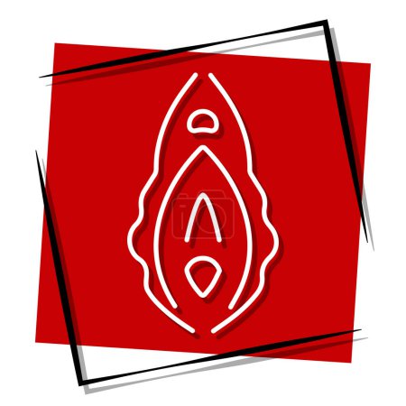 Illustration for Clitoris red banner in frame. Vector illustration. - Royalty Free Image