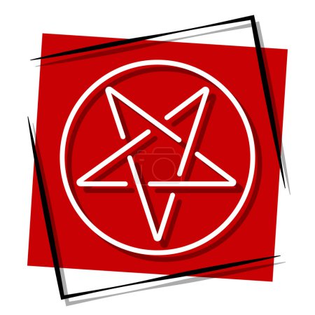 Ilustración de Pentagrama banner rojo en marco. Ilustración vectorial. - Imagen libre de derechos