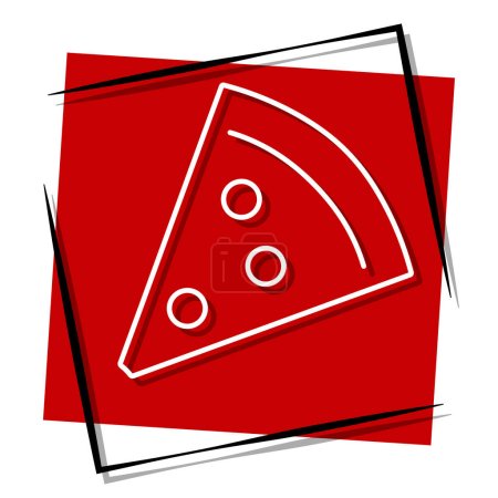 Téléchargez les illustrations : Bannière rouge pizza dans le cadre. Illustration vectorielle. - en licence libre de droit