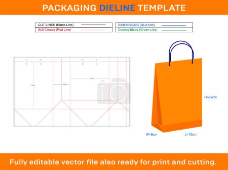 Téléchargez les illustrations : Créer un sac à provisions 18x8x22 cm Dieline Templte - en licence libre de droit