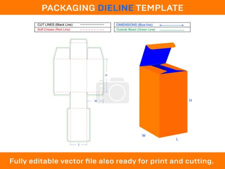Ilustración de Plantilla de línea de caja de regalo con diseño de caja 3d - Imagen libre de derechos