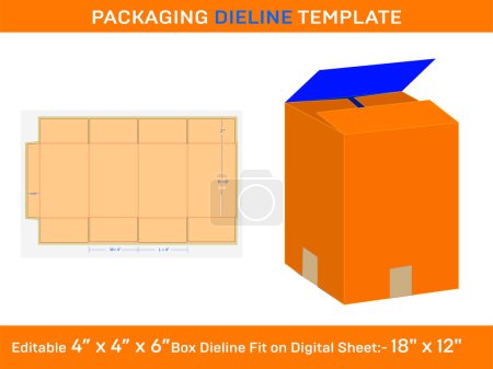 Téléchargez les illustrations : Boîte à conteneurs à fentes régulière en carton, modèle de ligne de dialogue, 4x4x6, - en licence libre de droit