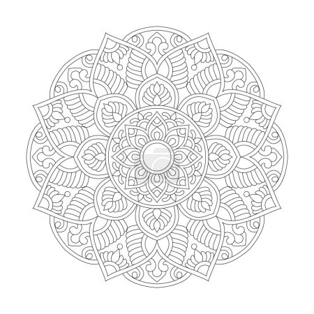 Radial Mindfulness Mandala Coloring Book Page for kdp Book Interior