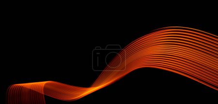 Abstract technology banner design. Digital neon lines on black background. Light painting artificial intelligence concept. High quality photo