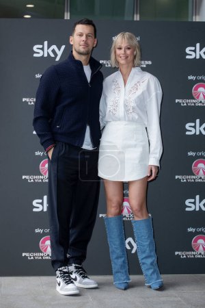Photo for MILAN, ITALY - MARCH 06: Federica Pellegrini and Matteo Giunta attend the photo-call for "Pechino Express La via delle Indie" Sky Original on March 06, 2023 in Milan, Italy. - Royalty Free Image
