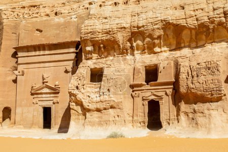 Photo for Jabal al banat complex of nabataean tombs, Hegra, Al Ula, Saudi Arabia - Royalty Free Image