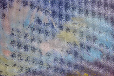 Photo for Painted linen texture. Strokes of oil paint on a textured canvas. The concept of the modern school of art. Fragment of creative work. - Royalty Free Image