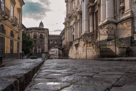 Photo for A view of the Via Crociferi Church in Catania, Italy, where cloistered nuns sing during the night of the Saint Agatha festival - Royalty Free Image