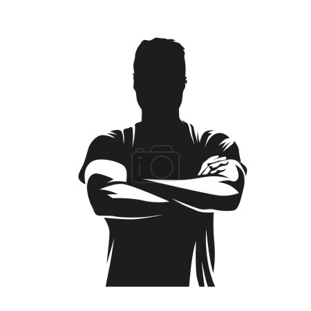 Illustration pour Homme aux bras croisés, silhouette vectorielle isolée abstraite, dessin à l'encre - image libre de droit