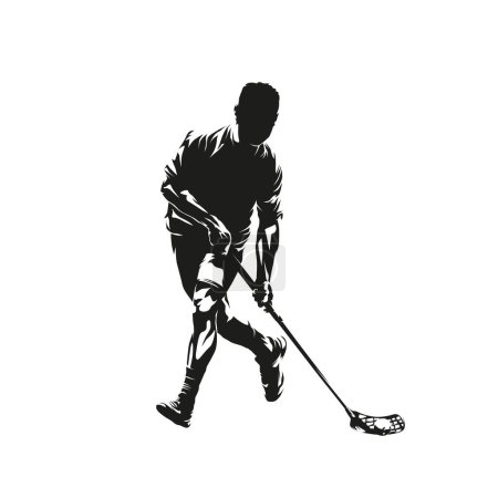 Illustration for Floorball player, isolated vector silhouette. Team sport ahtlete - Royalty Free Image