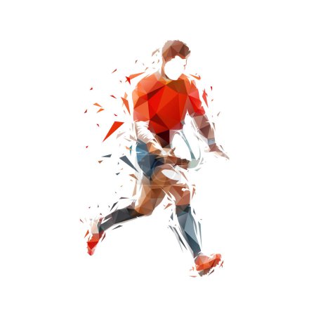 Illustration for Rugby player kicking ball, low poly isolated vector illustration. Team sport athlete - Royalty Free Image