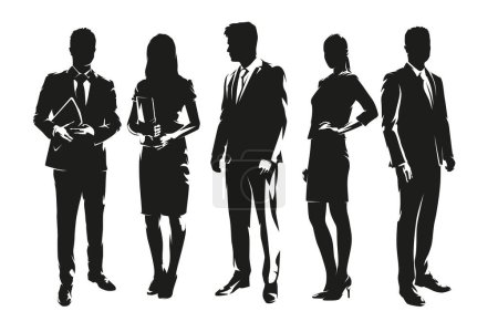 Groupe de gens d'affaires, ensemble d'hommes d'affaires et de femmes d'affaires, ensemble vectoriel isolé de silhouettes