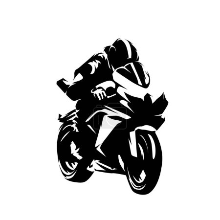 Road bike race, biker on motorcycle, isolated vector silhouette. Motorbike racing logo