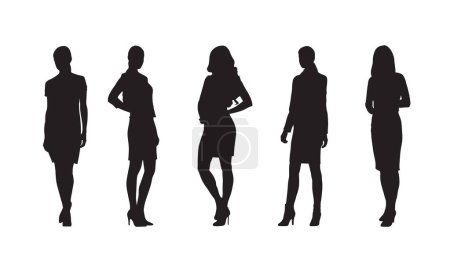 Femme, groupe de femmes d'affaires silhouettes vectorielles isolées