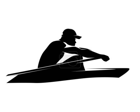Illustration for Rowing, rower side view, abstract isolated vector silhouette - Royalty Free Image