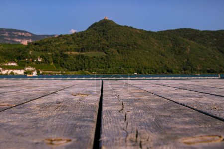 Lake view from the swimming pier at Lake Caldaro Italy. 