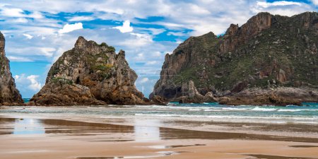 Photo for Coastline and Cliffs, Beach of La Franca, Protrected Landscape of the Oriental Coast of Asturias, La Franca, Ribadeveva, Asturias, Spain, Europe - Royalty Free Image