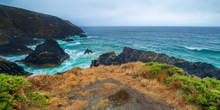 Téléchargez les photos : Cliffs Viewpoint, Beach of Esteiro, Man, La Coruna, Galicia, Spain, Europe - en image libre de droit