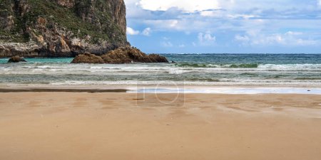 Photo for Coastline and Cliffs, Beach of La Franca, Protrected Landscape of the Oriental Coast of Asturias, La Franca, Ribadedeva, Asturias, Spain, Europe - Royalty Free Image
