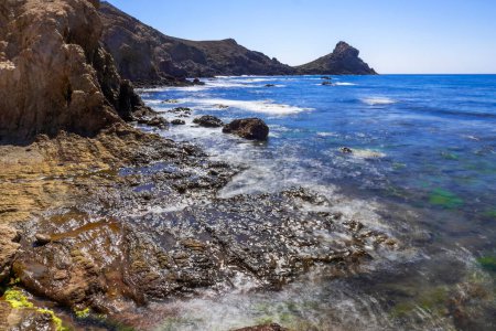 Téléchargez les photos : Morrn de Punta Baja, Ligthouse de Cabo de Gata, Parc naturel de Cabo de Gata-Nijar, Réserve de biosphère de l'UNESCO, région climatique du désert chaud, Almeria, Andalousie, Espagne, Europe - en image libre de droit