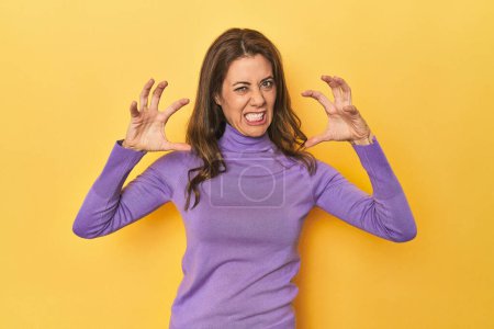 Photo for Portrait of beautiful adult woman screaming with rage. - Royalty Free Image