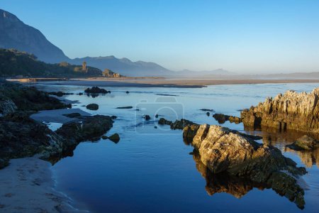 Photo for Klein Rivier (River) Estuary view with the Kleinrivier Mountains in the background. Hermanus, Whale Coast, Overberg, Western Cape, South Africa. - Royalty Free Image