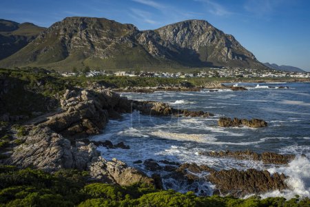 Photo for The view from Sievers Point looking towards Kwaaiwater and the Kleinrivier mountains in the background. Hermanus, Whale Coast, Overberg, Western Cape, South Africa. - Royalty Free Image