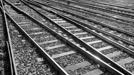 Photo for Train tracks - travel for work and for fun - Royalty Free Image