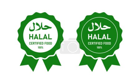 halal label with flat design, muslim approved product badge sticker