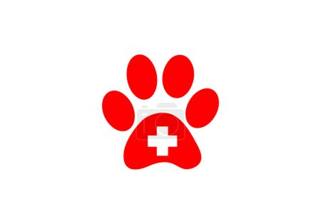 Illustration for Paw first aid symbol, Veterinarians and healthcare for pets vector icon - Royalty Free Image
