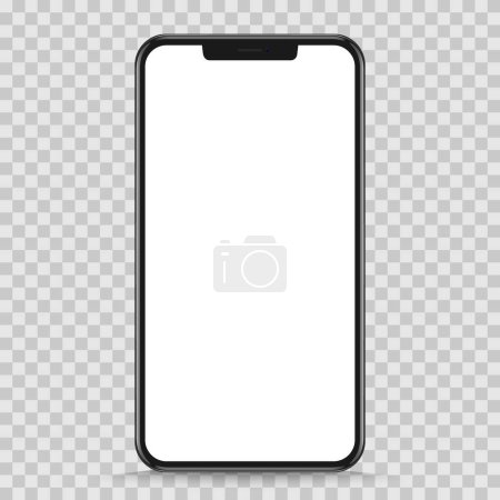 Illustration for Realistic black smartphone mockup isolated on transparent background. Vector illustration. - Royalty Free Image