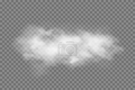 Téléchargez les illustrations : Brouillard ou fumée isolé effet spécial transparent. Nuageux vectoriel blanc, brouillard ou fond de smog. Illustration vectorielle - en licence libre de droit