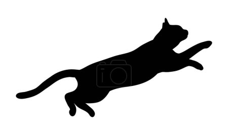 Illustration for Black Cat Jumping Abstract Silhouette. Icon, Logo vector illustration. - Royalty Free Image