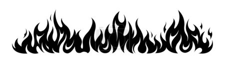 Téléchargez les illustrations : Flamme feu bordure cadre silhouette modèle ensemble vectoriel illustration clipart - en licence libre de droit